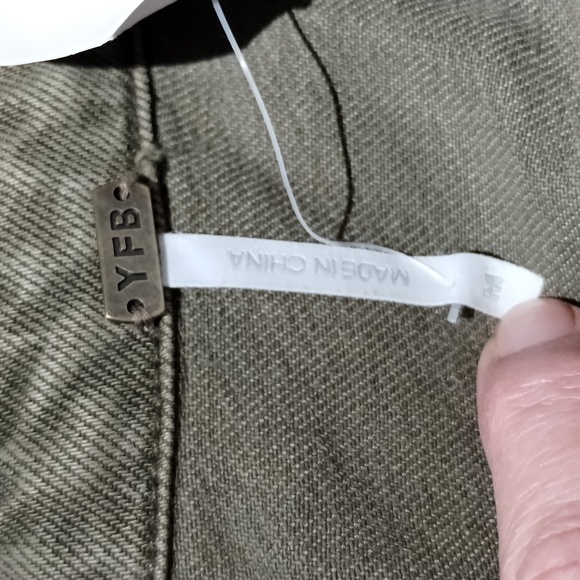 YFB Denim Jumpsuit XS or M Olive Button down s/s nwt - Picture 3 of 12